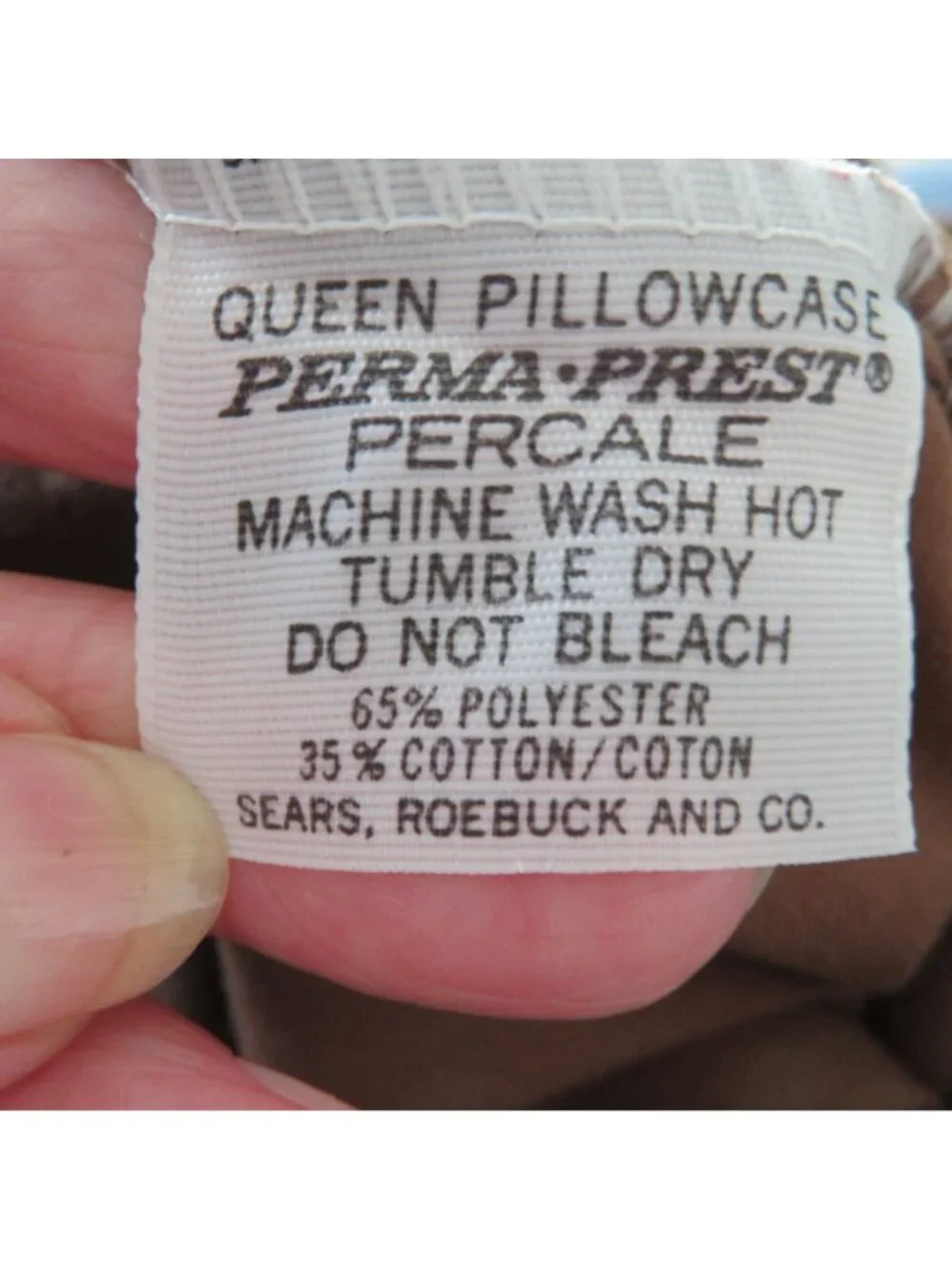 Vintage Sears Roebuck Queen Pillowcases 2 Perma-Prest Percale Brown USA Made